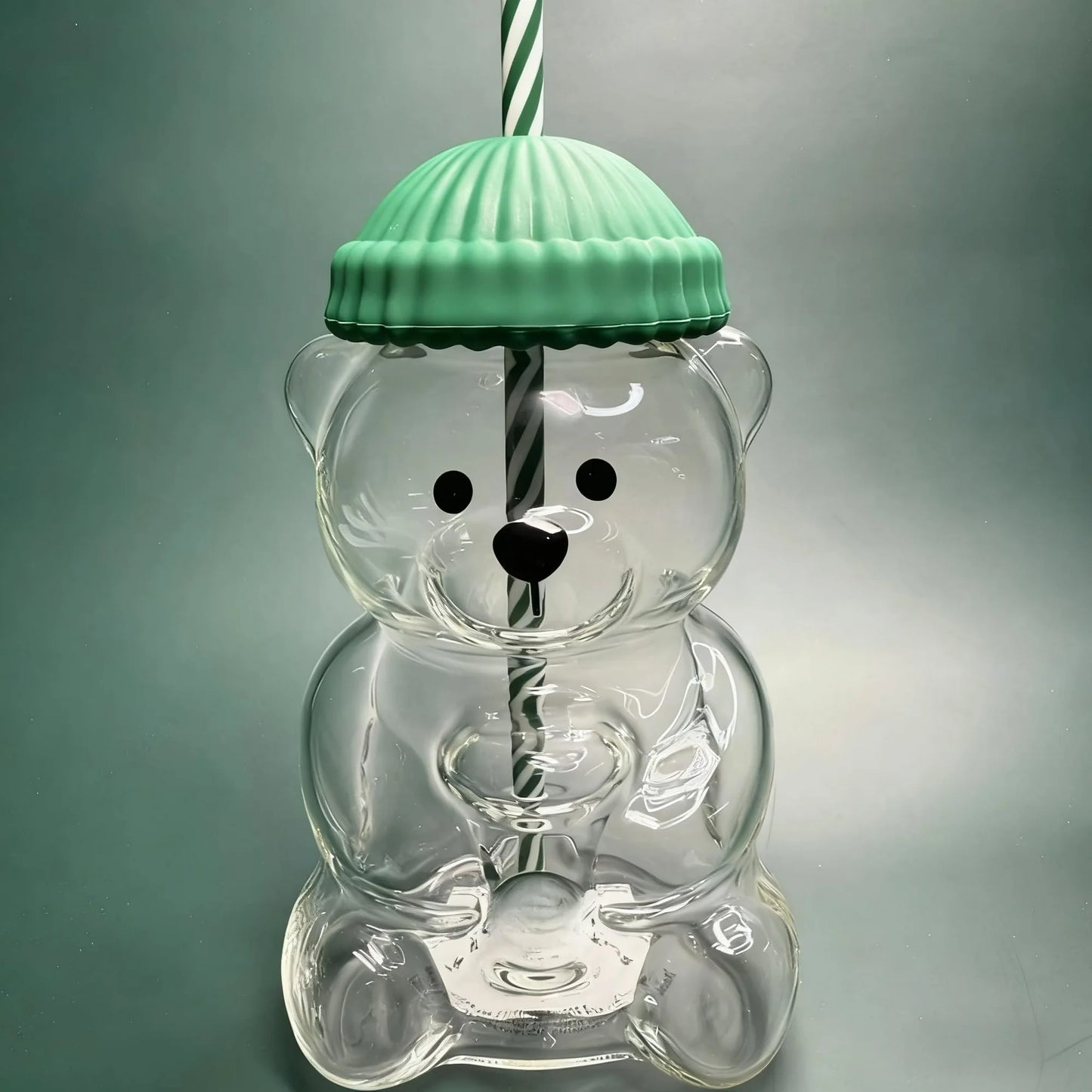 Cute Bear Glass Cup with Straw – Aesthetic Tumbler